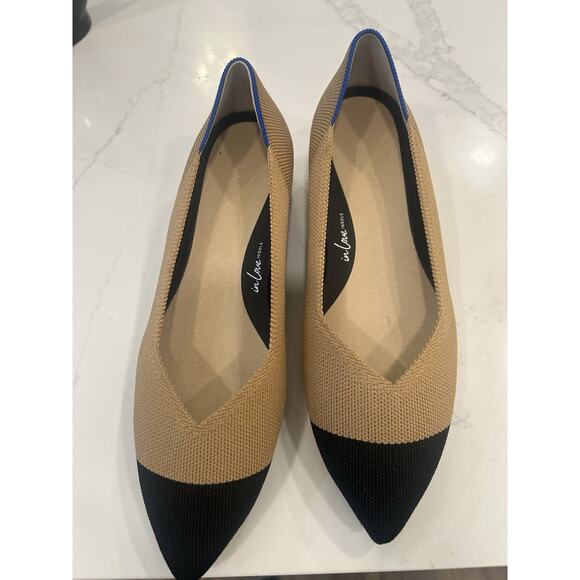 Rothys Size 8.5 The High Point Heels Wren Captoe Camel Black Colorblock Pumps - Picture 10 of 12